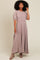 Taupe Vintage Wash Puff Sleeve Maxi Dress