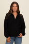 Black Crochet Detail Collared Maternity Pullover