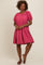 Pink Textured Tiered Puff Sleeve Dress