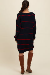 Navy Striped Oversized Sweater Dress