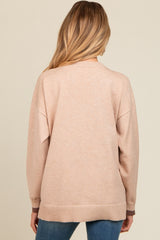 Beige Button Up Side Detail Maternity Sweater