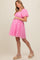 Pink Floral Mesh Lace Puff Sleeve Maternity Dress
