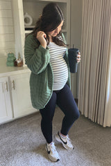 Olive Chunky Knit Dolman Maternity Cardigan