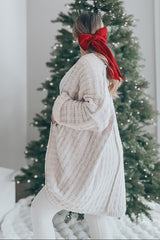 Beige Chunky Knit Dolman Maternity Cardigan