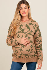 Olive Floral Drop Shoulder Maternity Sweater