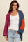 Magenta Colorblock Bubble Sleeve Cardigan