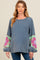 Navy Raw Edge Flower Patch Maternity Top