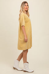 Yellow Rhinestone Mineral Washed T-Shirt Dress