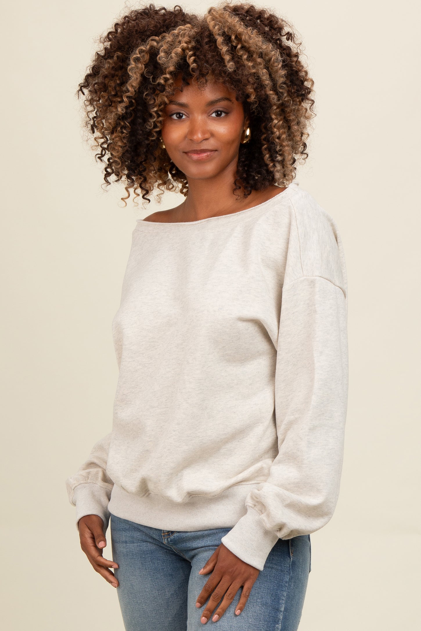 Heather Grey One Shoulder Maternity Sweatshirt