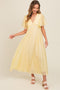 Yellow V-Neck Flutter Sleeve Maxi Dress