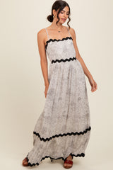 Ivory Floral Contrast Trim Maternity Maxi Dress