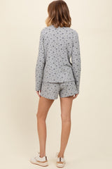 Heather Grey Floral Waffle Knit Shorts Set