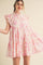 Off White Pink Flutter Sleeve Babydoll Mini Dress
