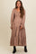 Mocha Smocked Tiered Long Sleeve Maternity Maxi Dress