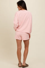 Mauve Checkered Plaid Pullover Shorts Set
