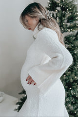 Ivory Turtleneck Bell Sleeve Maternity Sweater Dress