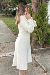 Ivory Turtleneck Bell Sleeve Sweater Dress