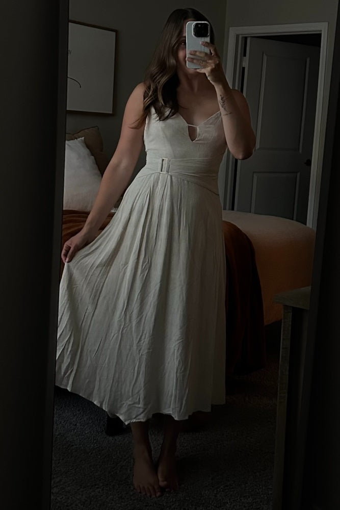 Light Sand Monochromatic Heathered A-Line Dress