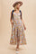 Navy Creme Multi Cotton Floral Maxi Dress