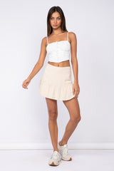 Beige High Waist Tiered Flare Skirt