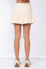 Beige High Waist Tiered Flare Skirt