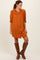 Orange Braided Trim Detail Button Down Dress