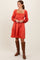 Salmon Satin Pleated Detail Bodice Dress