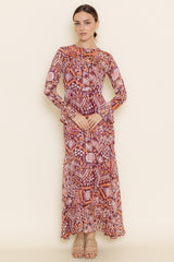 Multi Abstract Print Boho Maxi Dress