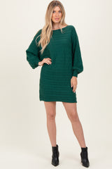 Hunter Green Cable Knit Dolman Sleeve Maternity Sweater Mini Dress