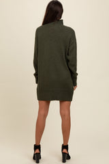 Olive Turtle Neck Mini Sweater Dress