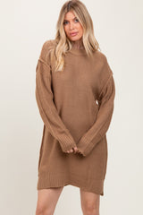 Mocha Exposed Seam Oversized Maternity Sweater Dress