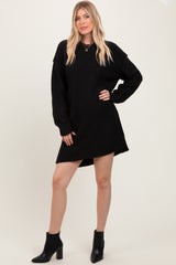 Black Exposed Seam Oversized Sweater Dress