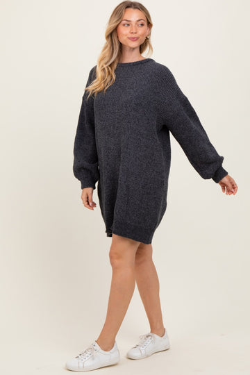 Charcoal Chenille Knit Sweater Dress