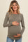 Olive Ribbed Scoop Neck Long Sleeve Maternity Top