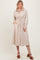 Mocha Striped Sash Tie Midi Shirt Dress