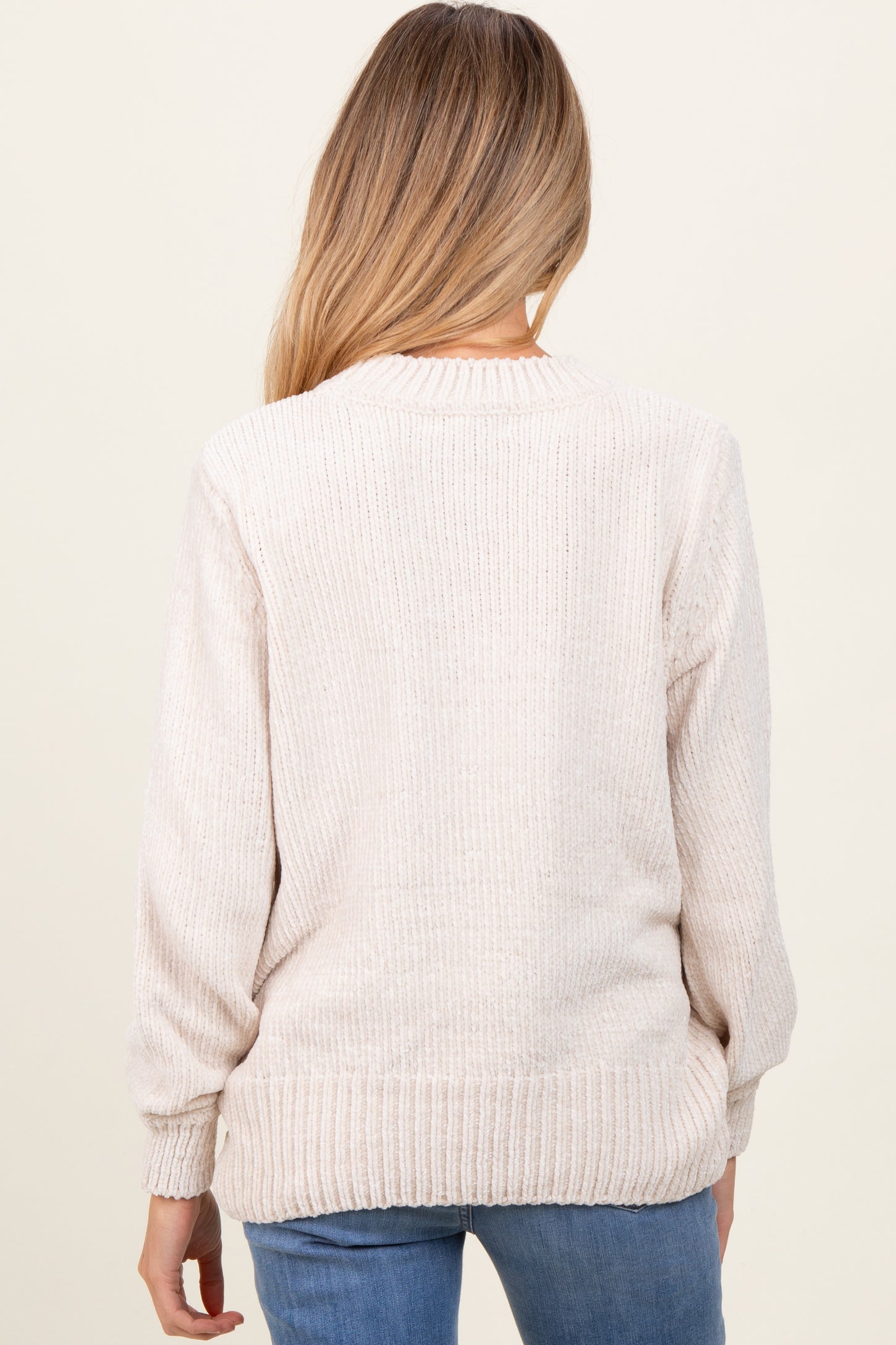 Cream Chenille Knit Maternity Sweater