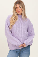Lavender Chunky Knit Mock Neck Sweater