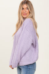 Lavender Chunky Knit Mock Neck Sweater