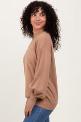 Mocha Fine Knit Balloon Sleeve Sweater