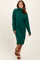 Forest Green Turtleneck Side Slit Midi Sweater Dress