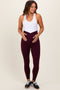Burgundy Crossover Waistline Maternity Leggings