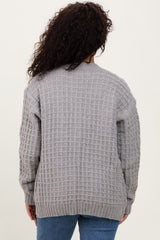 Heather Grey Waffle Knit Button Up Cardigan