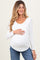 White Basic Scoop Neck Long Sleeve Maternity Top