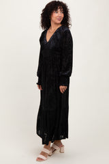 Black Floral Velvet Overlay Maxi Dress