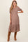 Mocha Floral Puff Sleeve Smocked Maternity Midi Dress