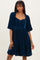 Navy Velvet Sweetheart Button Accent Dress