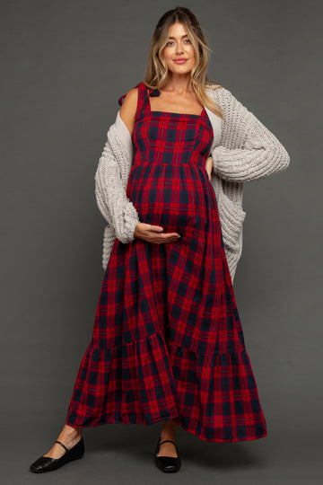 Heather Grey Chunky Knit Oversized Maternity Pocket Cardigan