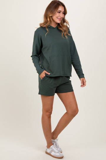 Forest Green Hoodie Shorts Set