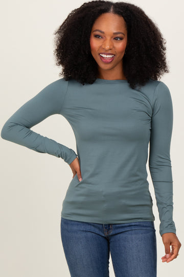 Dusty Jade Basic Long Sleeve Top