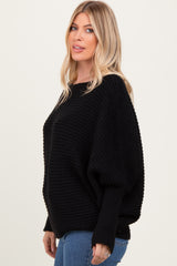 Black Chunky Knit Dolman Sleeve Oversized Sweater